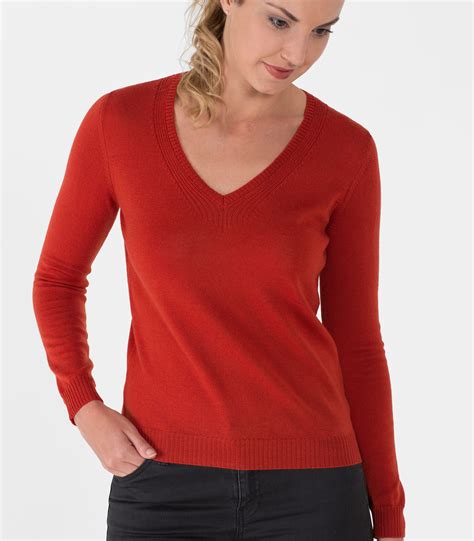 Woolovers Damen Strickpullover Pullover Merinowolle V Ausschnitt