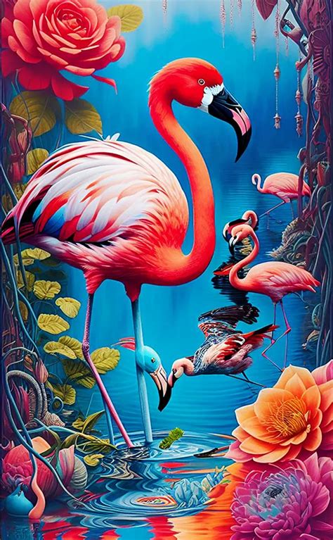 Sunature AB Diamond Painting Art Full AB Square Round Drills Flamingo