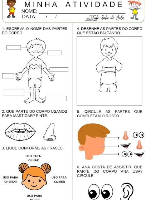 Atividades sobre o corpo humano para a educação infantil Artofit