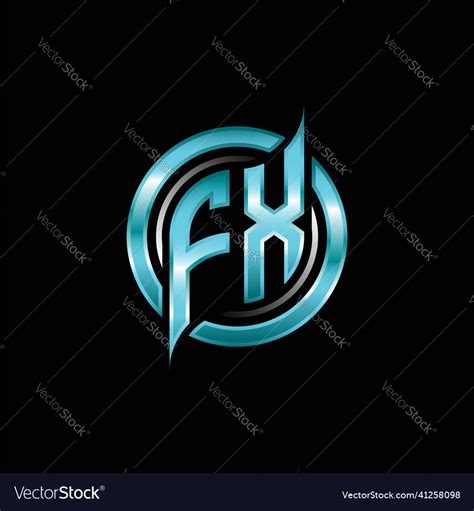 Fx Initial Monogram Logo Circle Rounded Royalty Free Vector