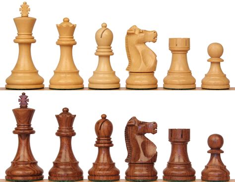 Fischer Spassky Commemorative Chess Set With Golden Rosewood And Boxwood Pieces 3 75 King The