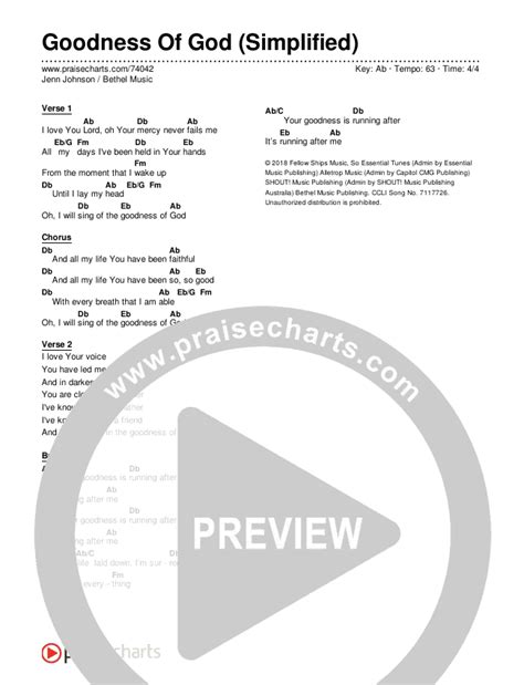 Goodness Of God Lyrics Printable