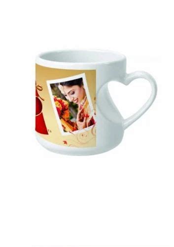 Ceramic Plain Heart Shape White Sublimation Coffee Mug Capacity 330