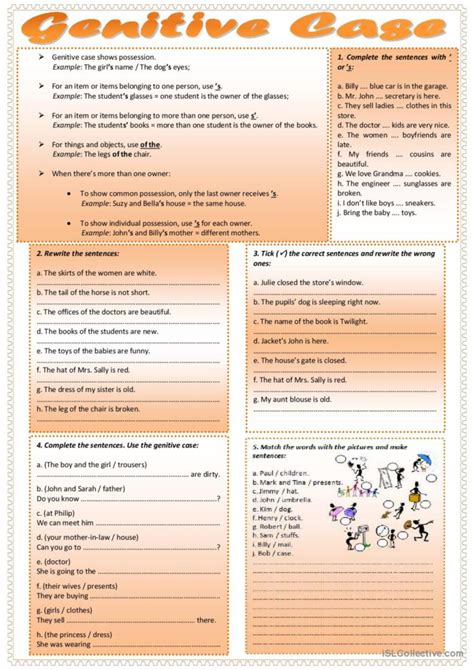 Genitive Case English Esl Worksheets Pdf Doc