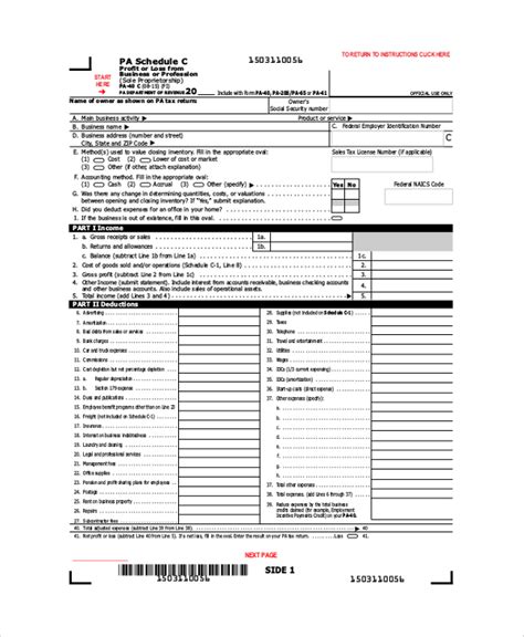 Sample Schedule C Tax Form | Classles Democracy