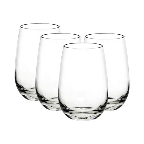 Stemless Wine Glass 350ml Unbreakable Set Of 4 Party In My Garden Lights Glamour Action