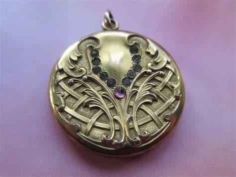 Art Nouveau Paste Locket In Gold Fill Ruby Lane