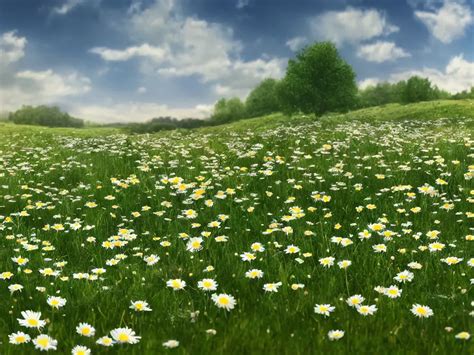 Rendering Of A Scene With A Meadow Full Of Daisies Stable Diffusion