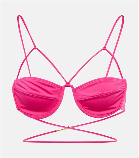 Le Haut Signature Bikini Top In Pink Jacquemus Mytheresa