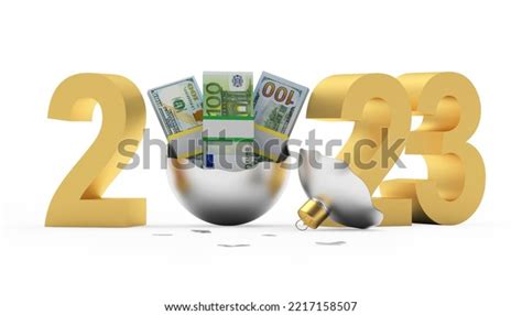 Golden Number 2023 Euro Dollar Banknotes Stock Illustration 2217158507 ...