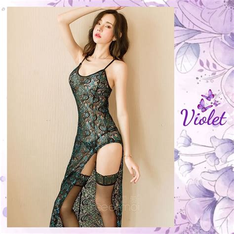 Jual Violet Lingerie Seksi Wanita Renda Hijau Tali Spagetti Kostum