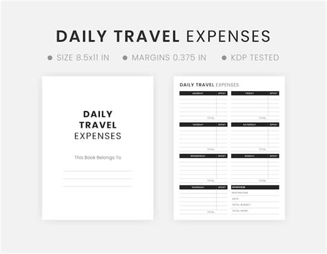 Premium Vector Printable Daily Travel Expenses Template Vacation