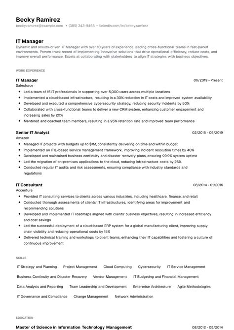 13 IT Manager Resume Examples & Writing Guide