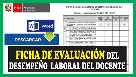 ATENCIÓN Ficha de Evaluación del Desempeño Laboral de Docente EBR