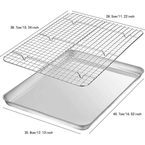 Pan With Rack Baking Set For Adults Baking Trays For Oven Cookie Sheets For Baking Non Stick