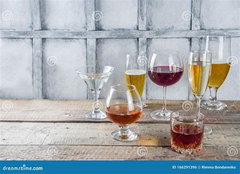 Selection Of Different Alcoholic Drinks Stock Photo Image Of Tequila