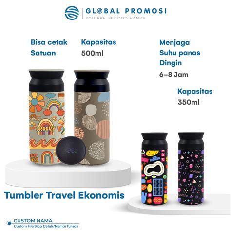 Jual Custom Tumbler Travel Ml Ml Led Non Led Ekonomis Cetak