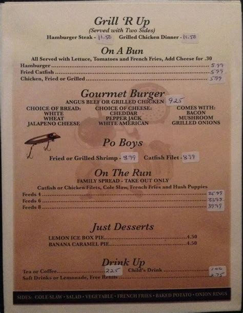 Menu At Catfish Cabin Restaurant Monroe Louisville Ave