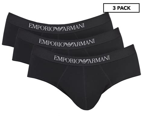 Emporio Armani Mens Pure Cotton Brief 3 Pack Black Nz