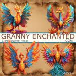 A 279 Ai Phoenix Clipart Digital Scrapbook Pack Granny Enchanted Designs