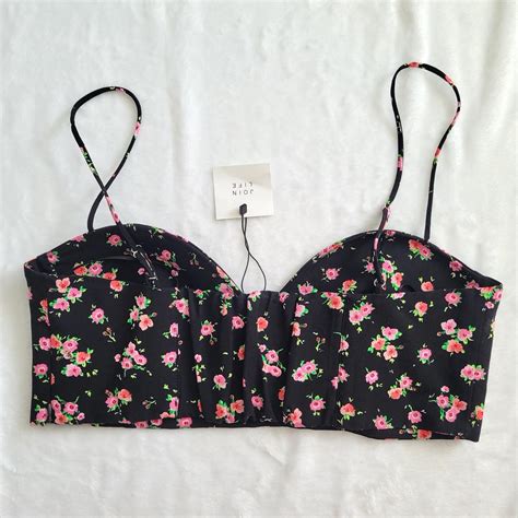 🌺 Zara Floral Corset Bustier Crop Top Nwt Xl Depop