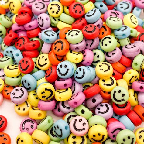 Mm Mm Assorted Smiley Beads Colorful Beads Smile Beads Etsy