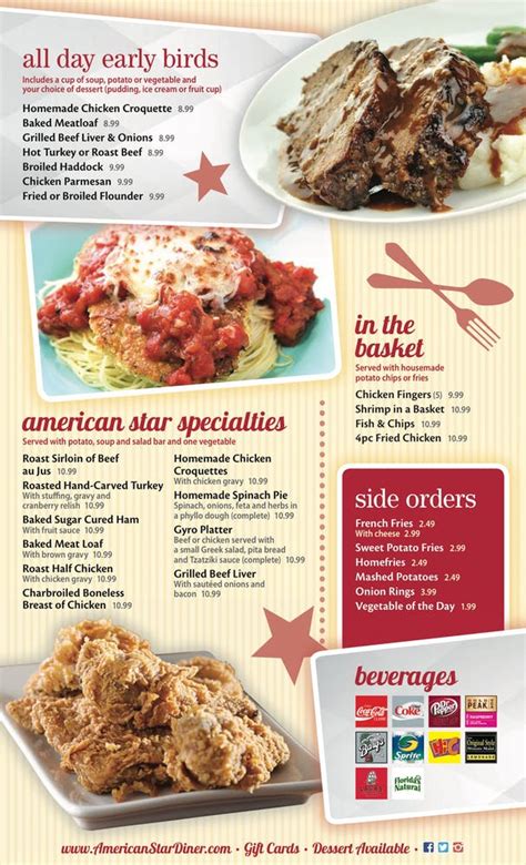 Take Out Menu American Star Diner