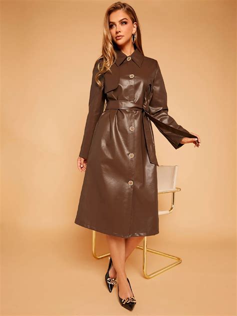 Faux Leather Midi Dress With Belt Us Sizes Artofit