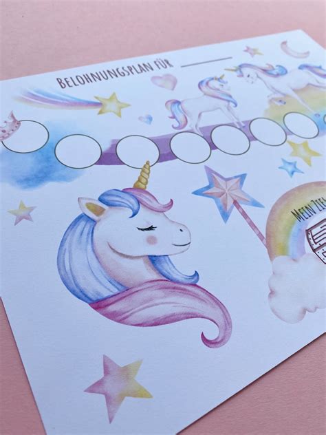 Belohnungsplan Einhorn Belohnungstafel Nach Montessori Etsy Schweiz