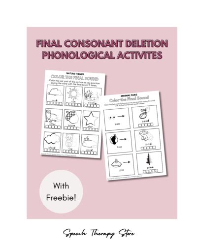 Best Final Consonant Deletion Phonological Activities Speech Therapy Store