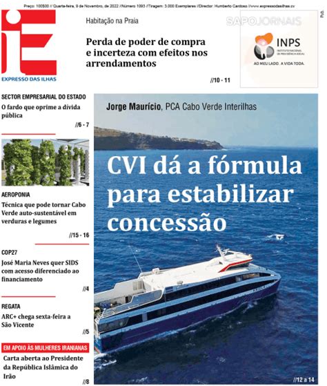 Expresso Das Ilhas Nov Jornais E Revistas Sapo Pt Ltima