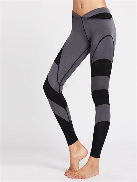 Color Block Gym Leggings Shein Sheinside