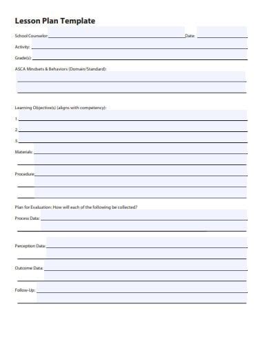 11 School Counselor Lesson Plan Templates In Pdf Word