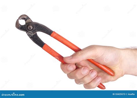 Hand Holding Pliers Stock Image Image Of Hand Cutting 33425573