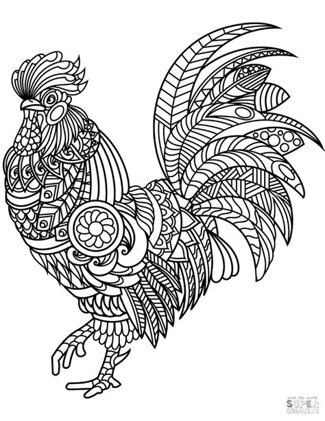 Get This Adult Coloring Pages Animals Rooster 1