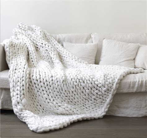 White chunky knit blanket knitted blanket, chunky blanket, knit throw ...