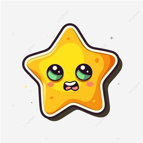 Kartun Bintang Datar Dalam Clipart Gaya Lucu Vektor Desain Stiker Dengan Kartun Bintang Kuning