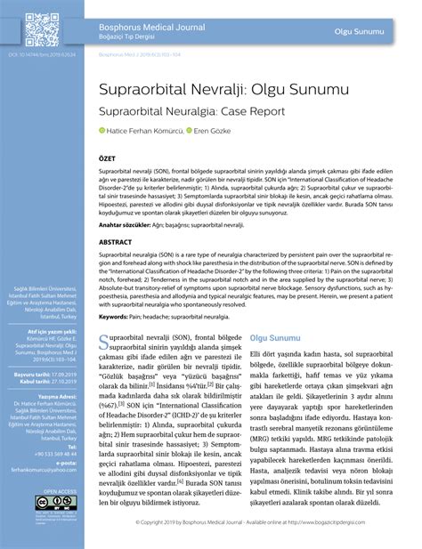 (PDF) Supraorbital Neuralgia: Case Report