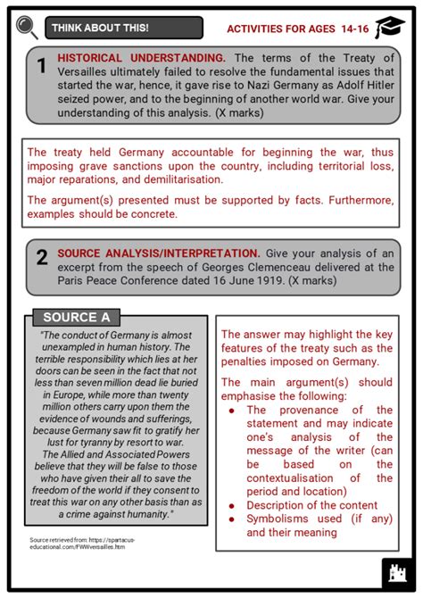 Treaty Of Versailles Worksheets Ks3 And Ks4 Lesson Resources Worksheets Library