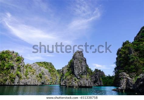 Green Islands Blue Lagoon Palawan Philippines Stock Photo 651338758