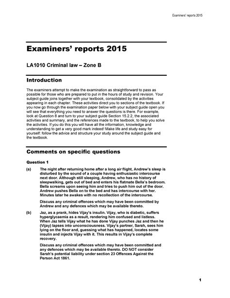 Exam 20 2015 Questions And Answers Examiners Reports 2015 Examiners