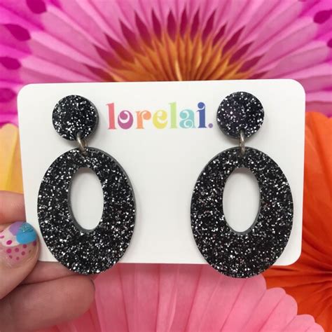 Sassy Sixties Hoop Earrings Sparkly Glitter