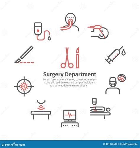 General Surgery Line Icons Round Banner Hospital Department Health