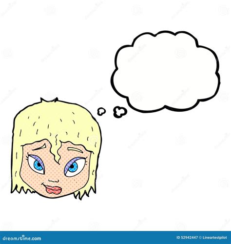 Cartoon Female Face With Thought Bubble Stock Illustration