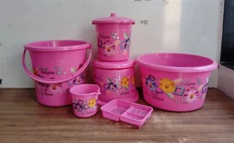 PPCP Sofiya Standard Pink Plastic Bathroom Set 6pc First Quality At Rs