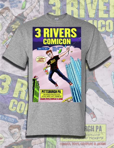 3 Rivers Comicon 2023 Convention Shirt Large Grey 3 Rivers Comicon