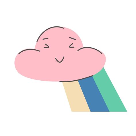 Cute Little Cloud With Rainbow Tile Kawaii Pink Happy Squint Cloudlet