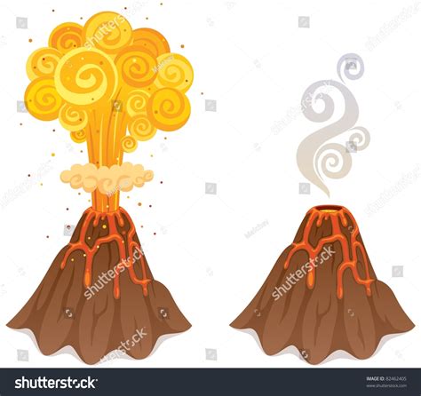 Cartoon Illustration Of Volcano In 2 Versions 82462405 Shutterstock