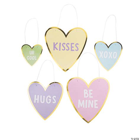 Hanging Valentine Conversation Heart Cutouts 5 Pc Discontinued