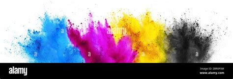 Colorful CMYK Cyan Magenta Yellow Key Holi Paint Color Powder Explosion